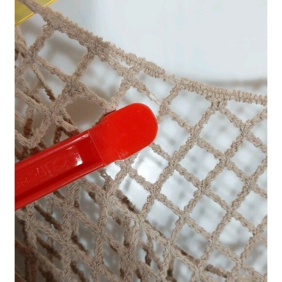 Crochet Dress Swimsuit Cover Up One Size Fishnet Scalloped Hem Flared Sleeves - Picture 6 of 6